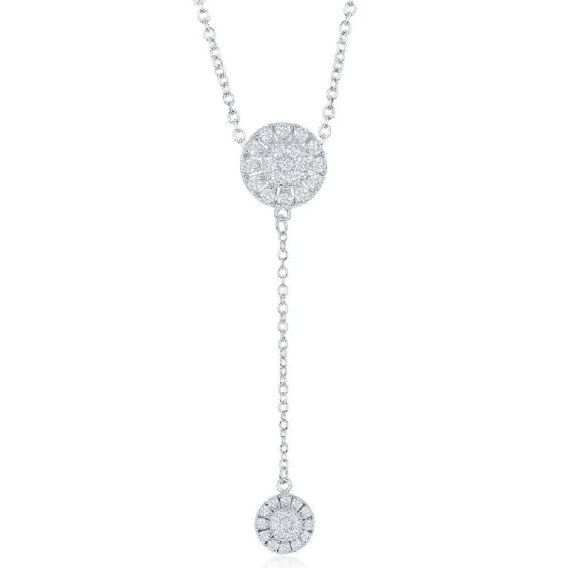 Sterling Silver CZ Circle with Y Design Necklace