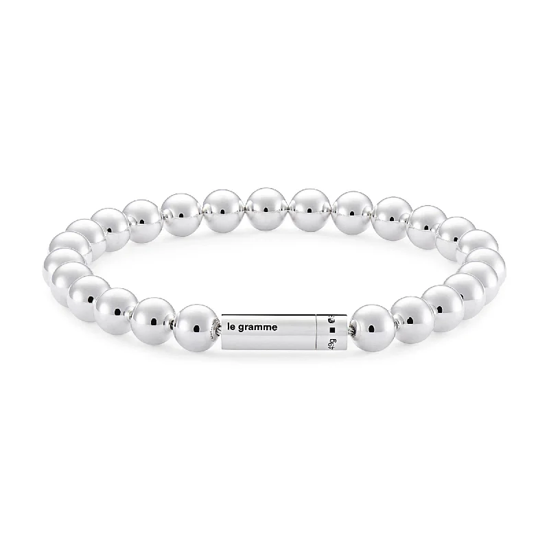 LE GRAMME MEN'S 47G STERLING SILVER POLISHED BEAD BRACELET 8 INCH