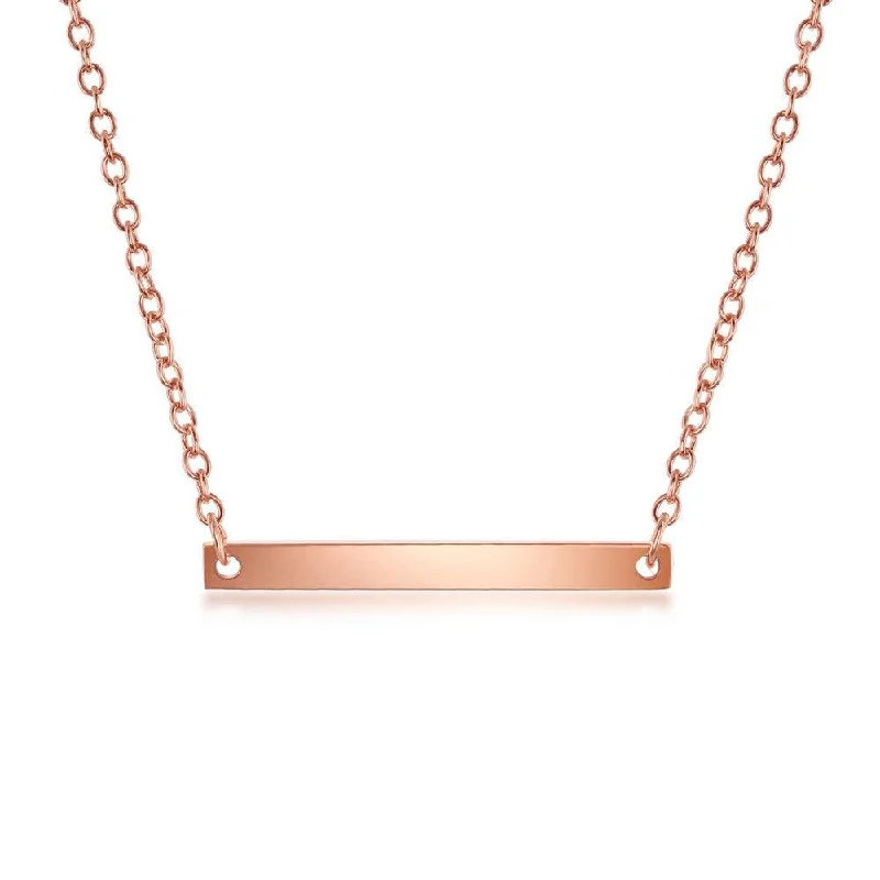 Sterling Silver Rose Gold Small Bar Necklace