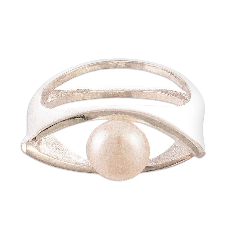 Novica Handmade Pearly Offering Cultured Pearl Single Stone Ring