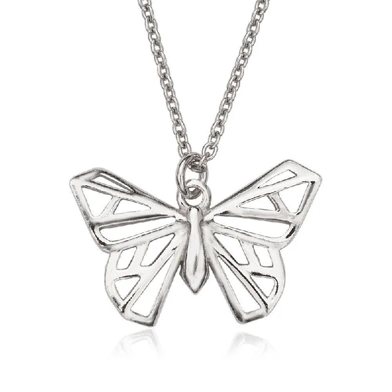 Sterling Silver Open Origami Butterfly Necklace