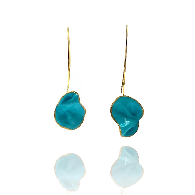 Abstract Turquoise and Gold Earrings