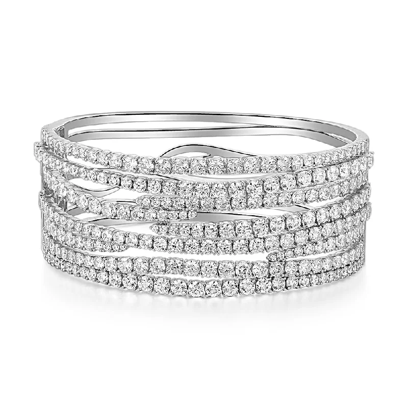 Round Brilliant bangle with 15.53 carats* of diamond simulants in sterling silver