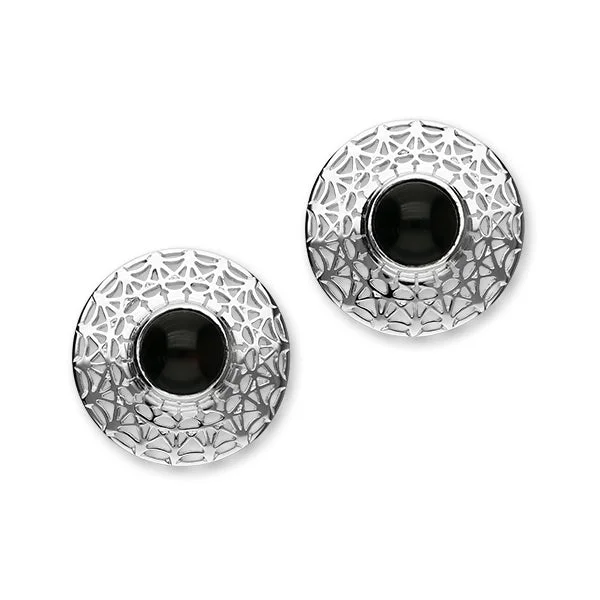 Frank Lloyd Wright Sterling Silver & Onyx Stud Earrings, SE134