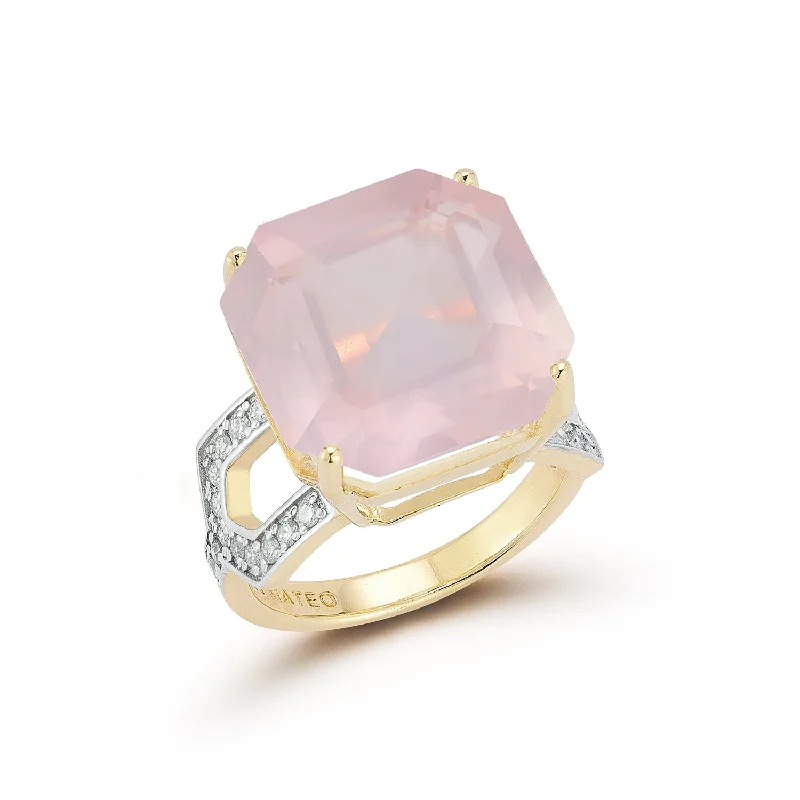 14kt Asscher Cut Pink Topaz Ring