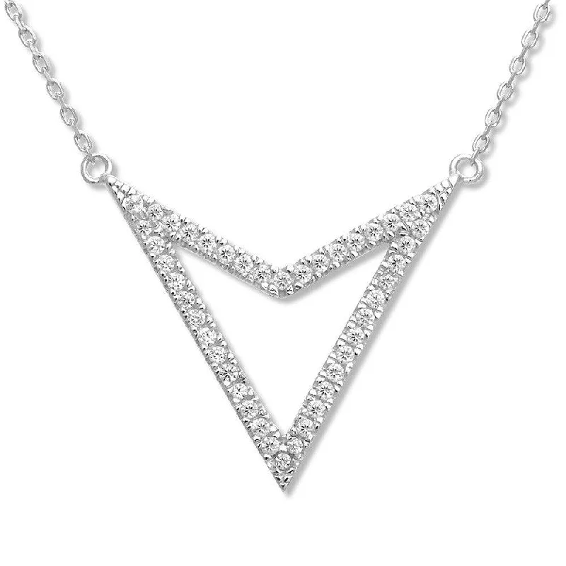 Sterling Silver Open CZ Arrow Necklace