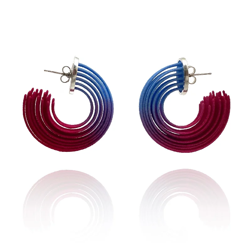 Blue and Pink Small Gradient Hoop Earrings