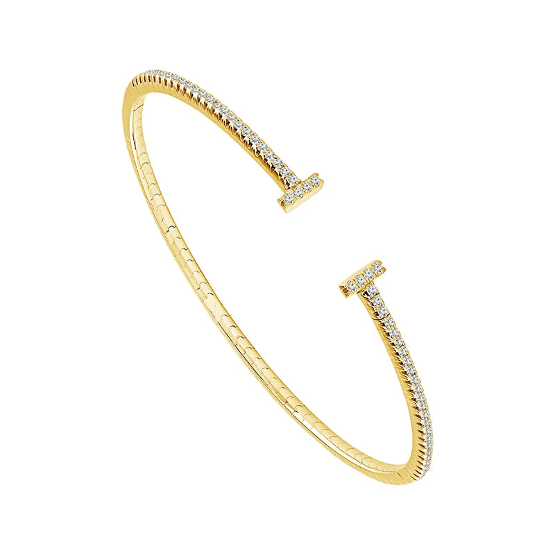 1/2 Ctw Flexible Diamond Bangle Bracelet in 14 Karat Yellow Gold