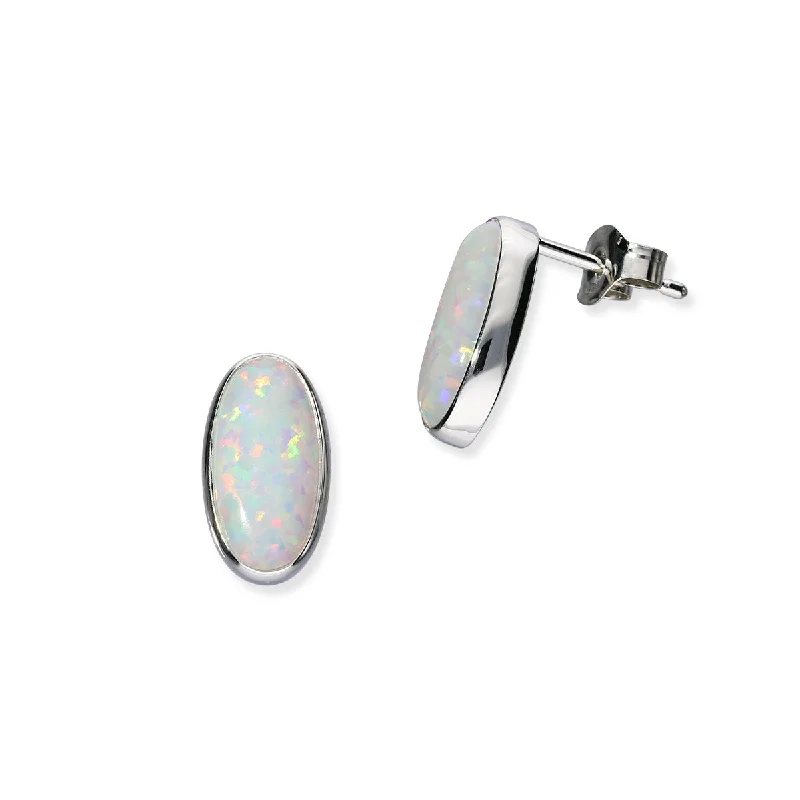 Sahara Sunset Silver Earrings SE388 White Opal