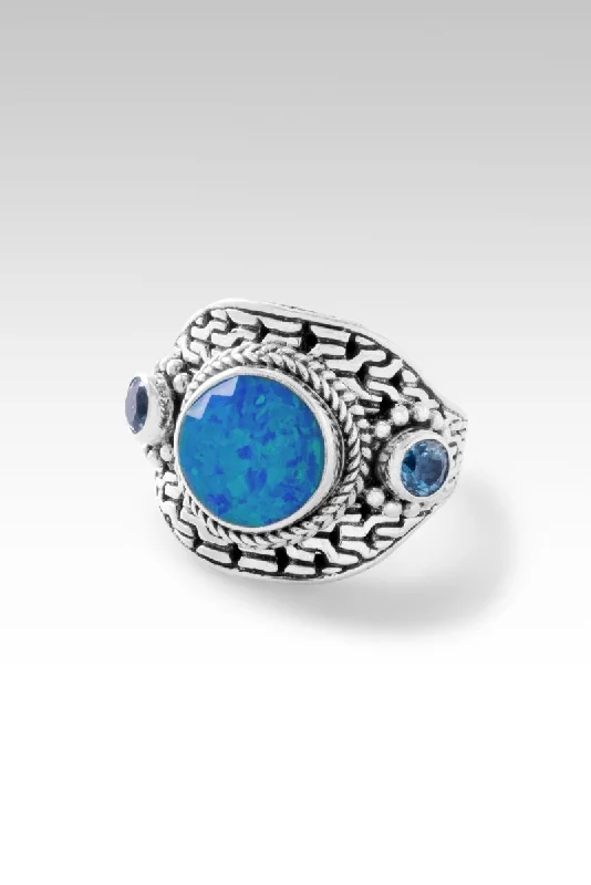 Sacred Path Ring™ in Bali Blue Simulated Opal