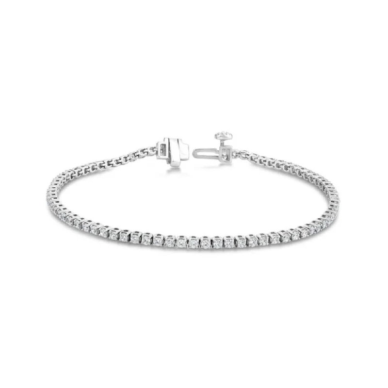 Lab Grown Diamond Tennis Bracelet in 14 Karat White Gold (2 Ctw)