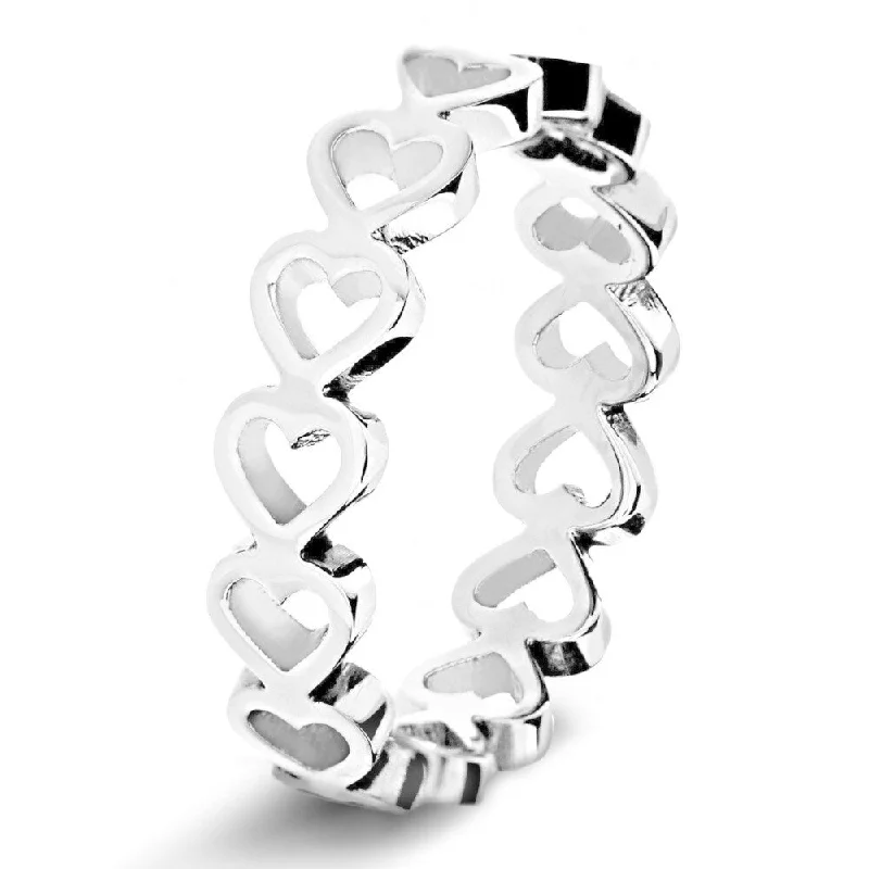 Women's Open Heart Eternity Stainless Steel Ring