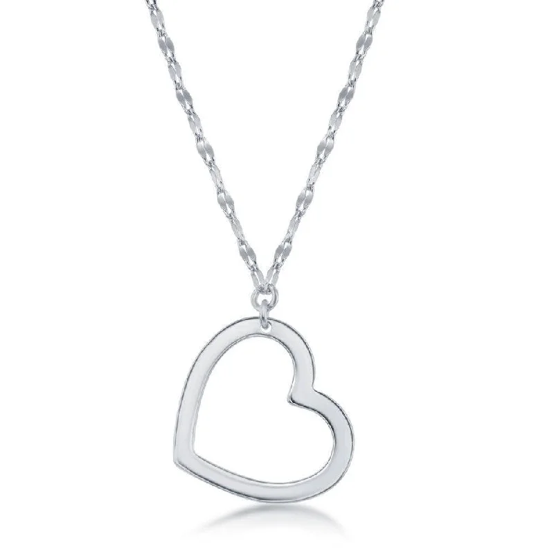 Sterling Silver Open Heart Design Necklace