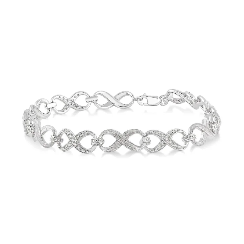 1/10 Ctw Round Cut Diamond Infinity Swirl bracelet in Sterling Silver