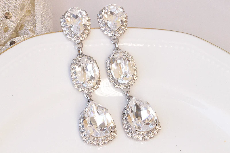 SILVER RHINESTONE EARRINGS