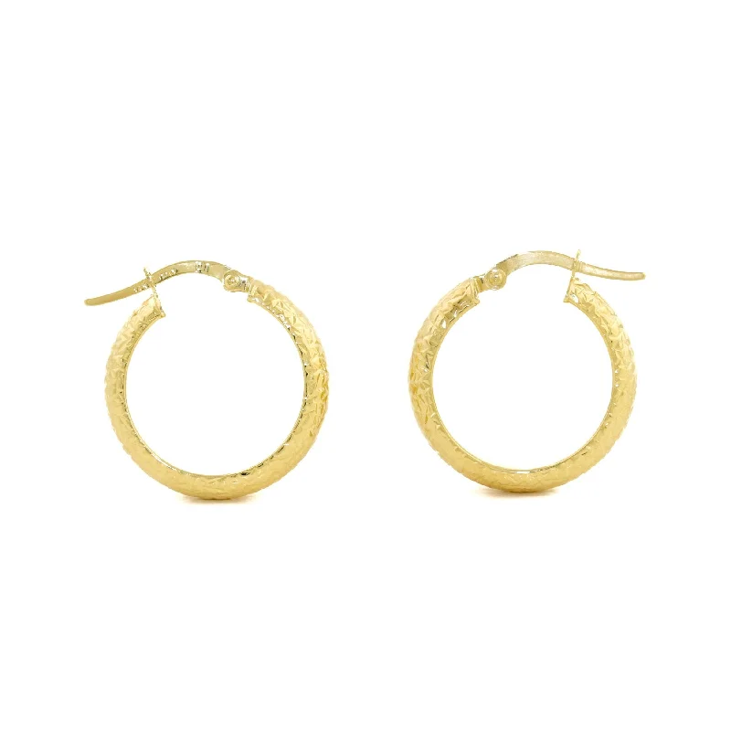 14k Gold x 4mm Textured Huggie Hoops