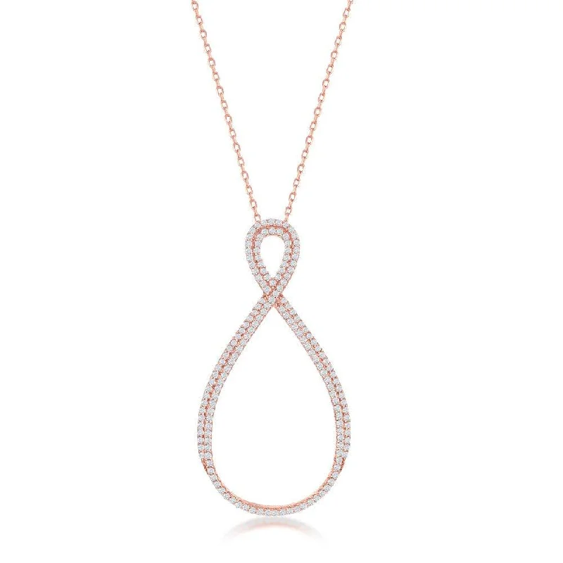 Sterling Silver Large Open Pear Shaped Infinity Design Necklace