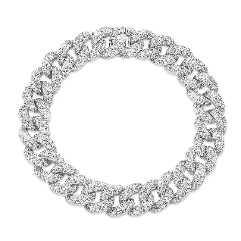 9.00 Ctw Diamond Cuban Link Bracelet in 14 Karat White Gold