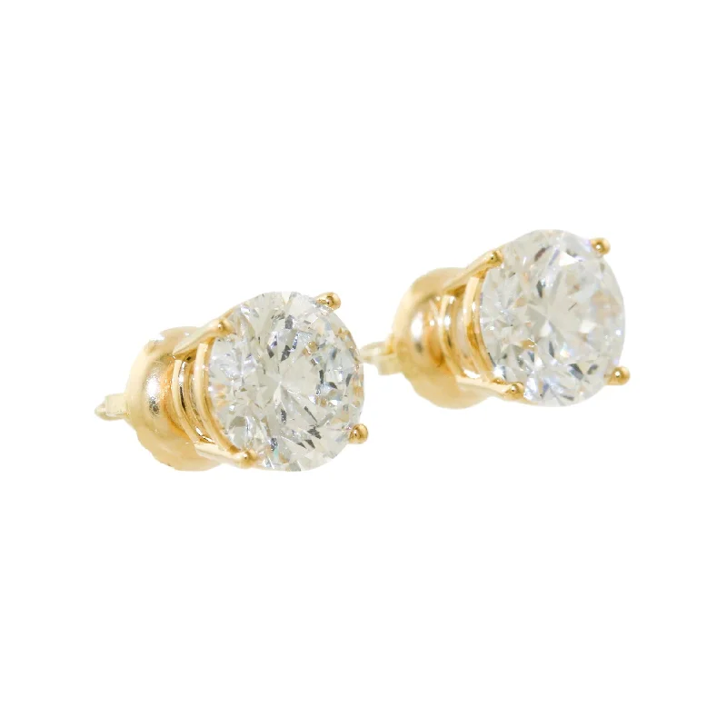 14k Gold x 7mm Round-Cut 2.17 ct Lab Diamond Screwback Studs