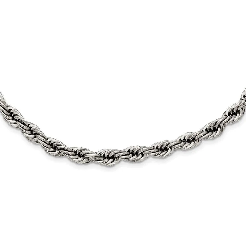 Stainless Steel Polished 6mm Rope Necklace