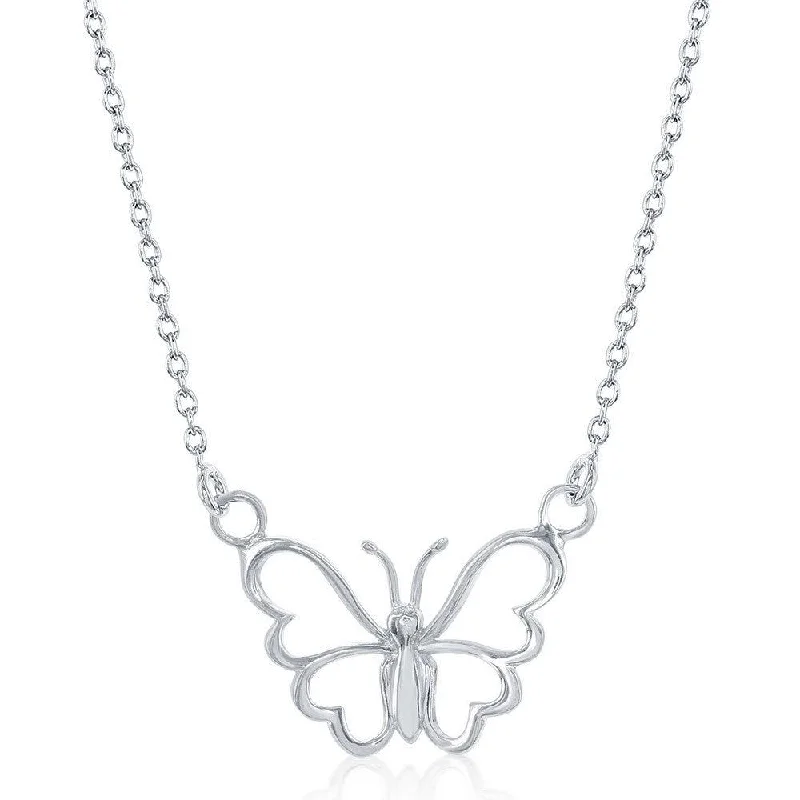 Sterling Silver Open Butterfly Necklace