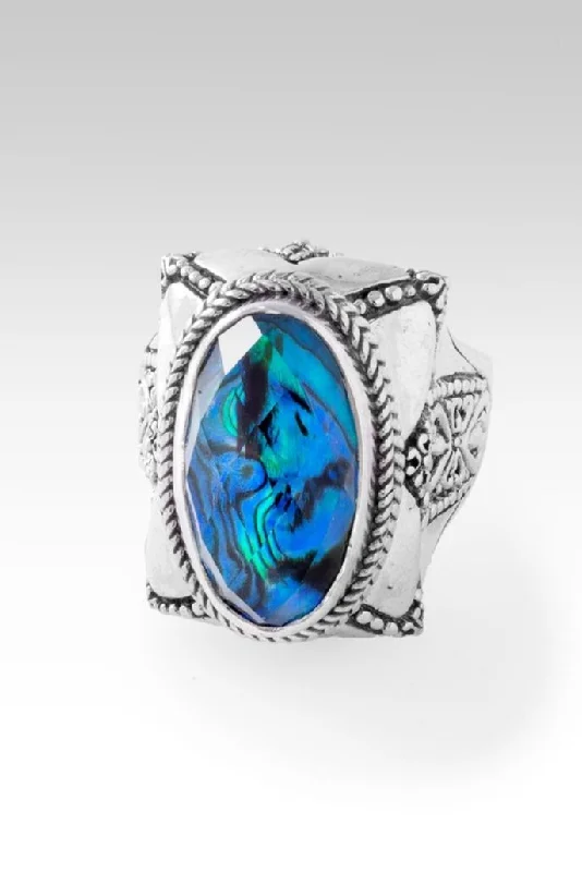 Practice Compassion Ring™ in Bali Waters Abalone & Quartz Triplet