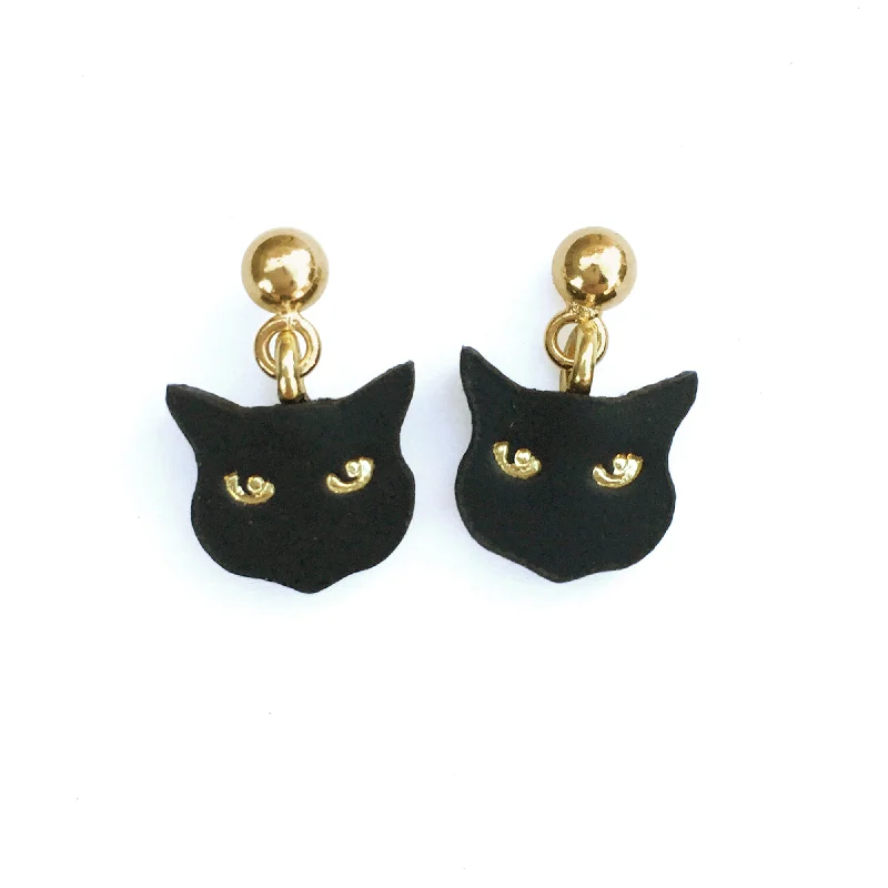 LITTLE BLACK CAT . drop studs