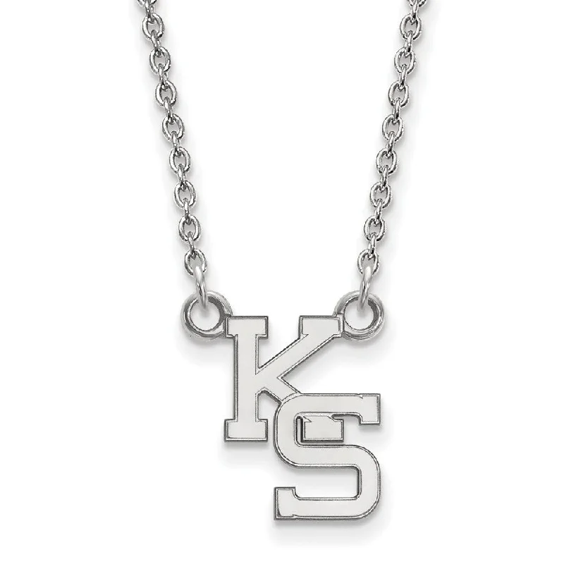 Sterling Silver Kansas State Small 'KS' Inititals Pendant Necklace