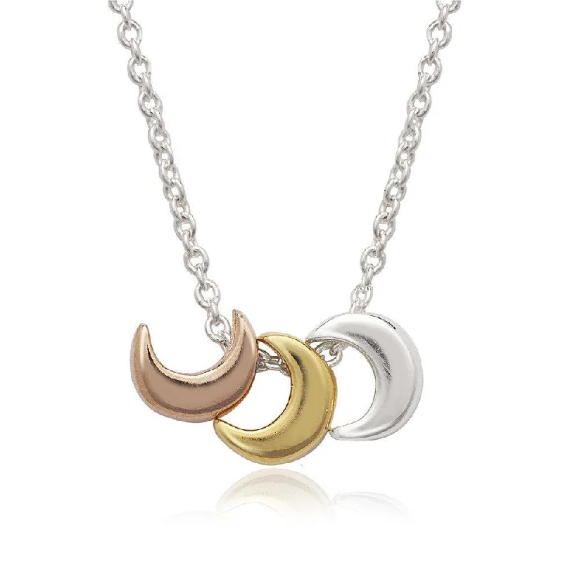 Sterling Silver Multicolor Tiny Crescent Necklace