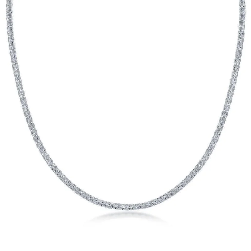 Sterling Silver Diamond-Cut Wire Design Necklace