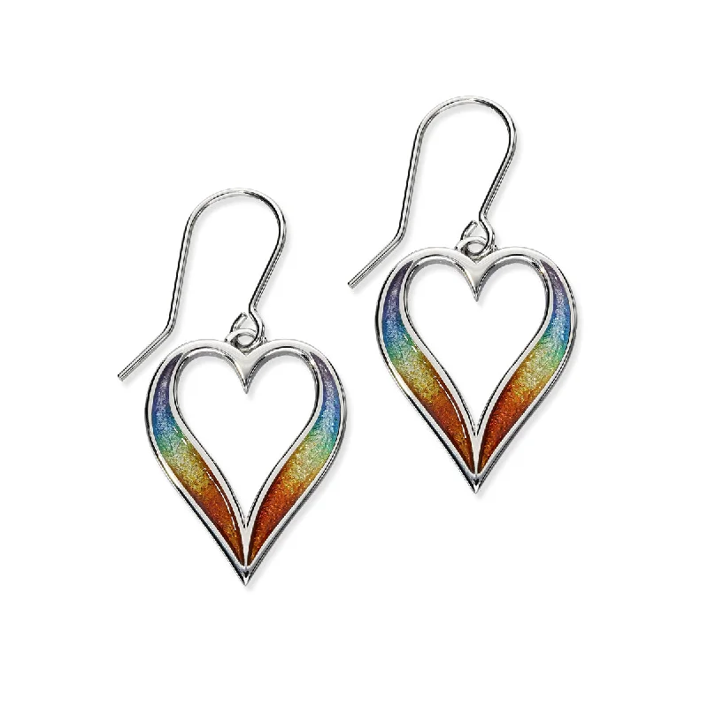 Astin Sterling Silver Drop Small Heart Earrings with Enamel EE641