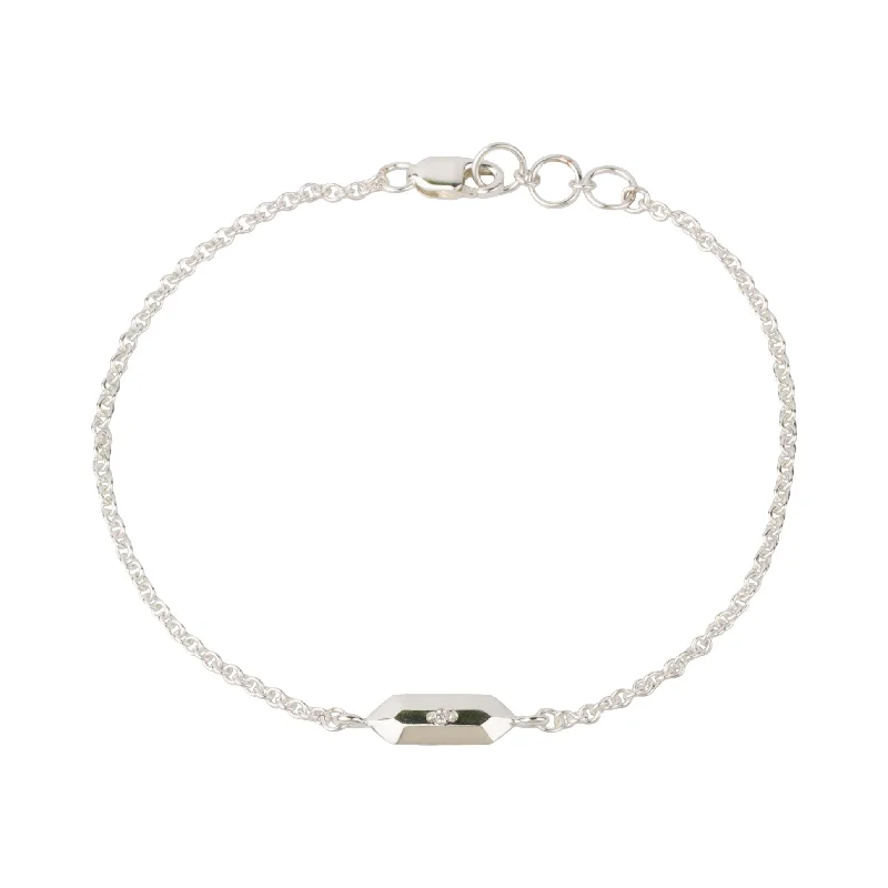 Fragment Chain Bracelet with Diamond in Silver