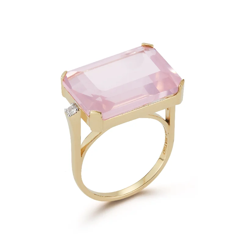 East West Pink Topaz Ring