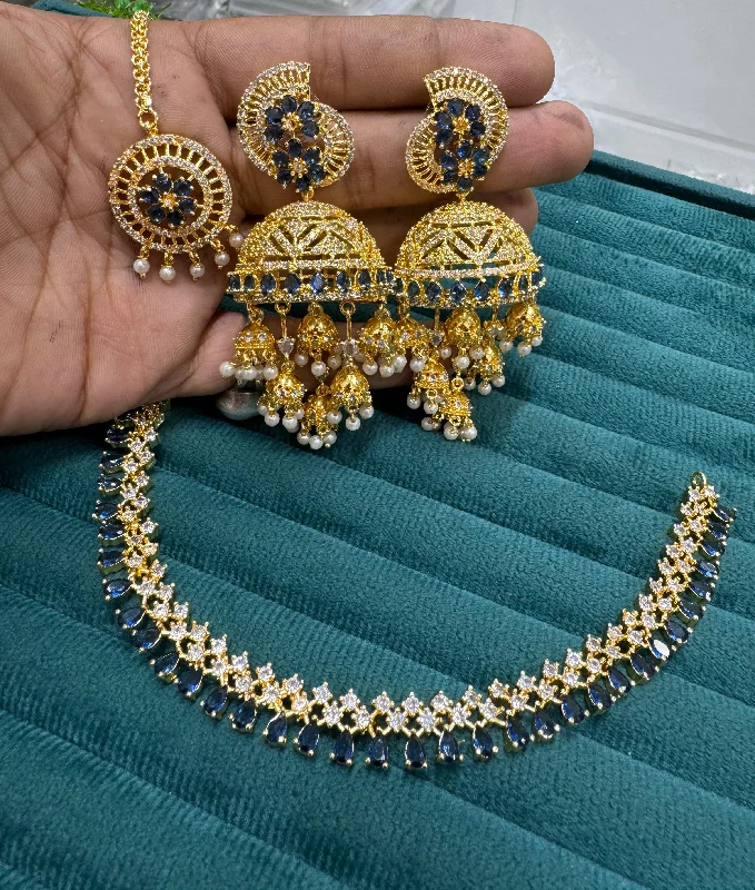 Indian Necklace Jhumka Maangtika Set Pearls Bridal Jewelry Weddings Perfction