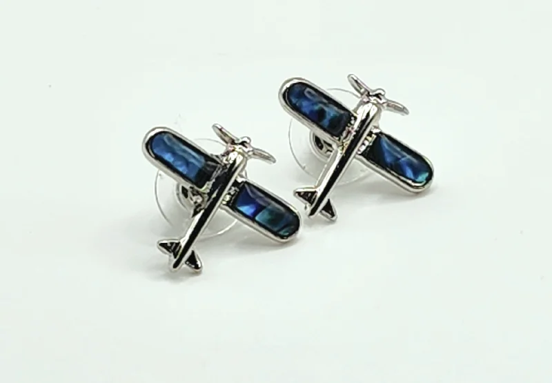 Airplane Paua Shell Post Earrings