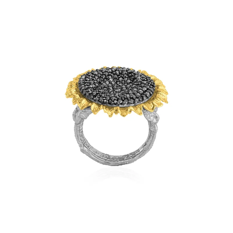 Vincent 25mm Ring with Black Diamonds