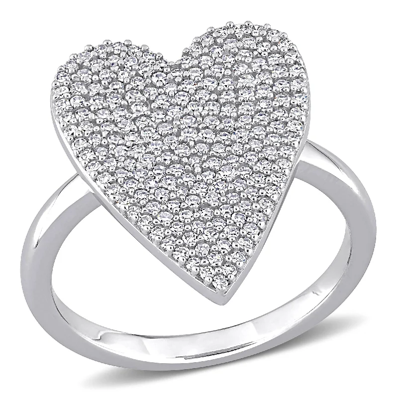 Miadora 3/5ct TDW Diamond Pave Heart Ring in 10k White Gold