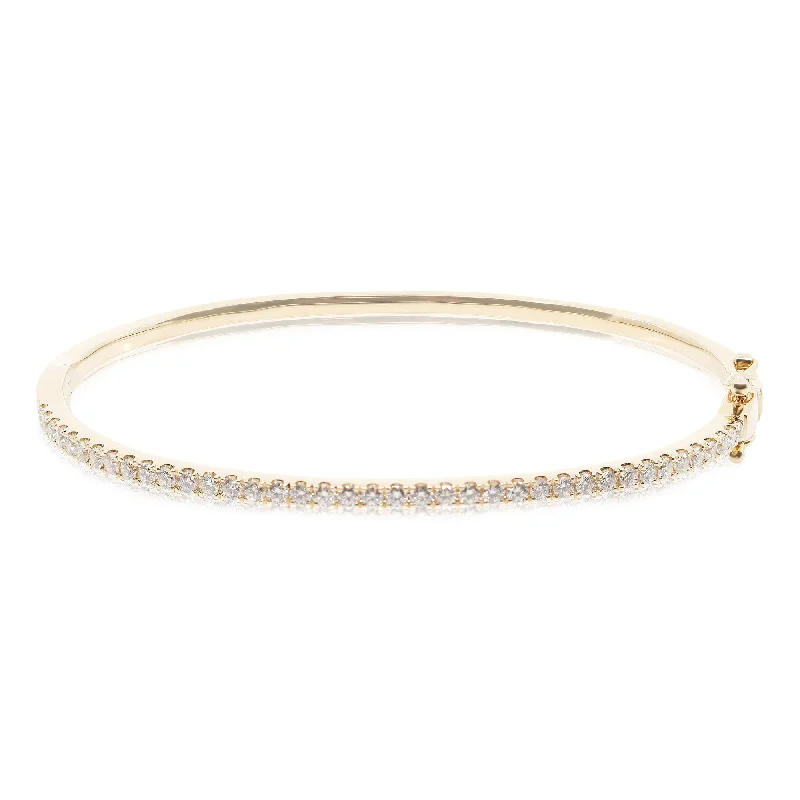 14K YELLOW GOLD 2MM HINGED DIAMOND BANGLE BRACELET