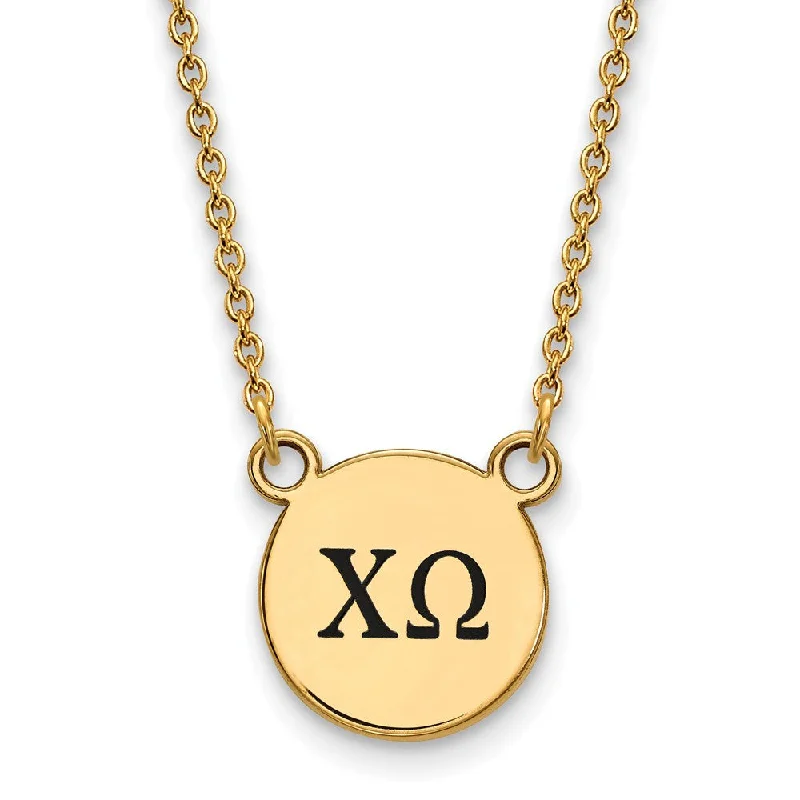 14K Plated Silver Chi Omega Small Enamel Greek Letters Necklace