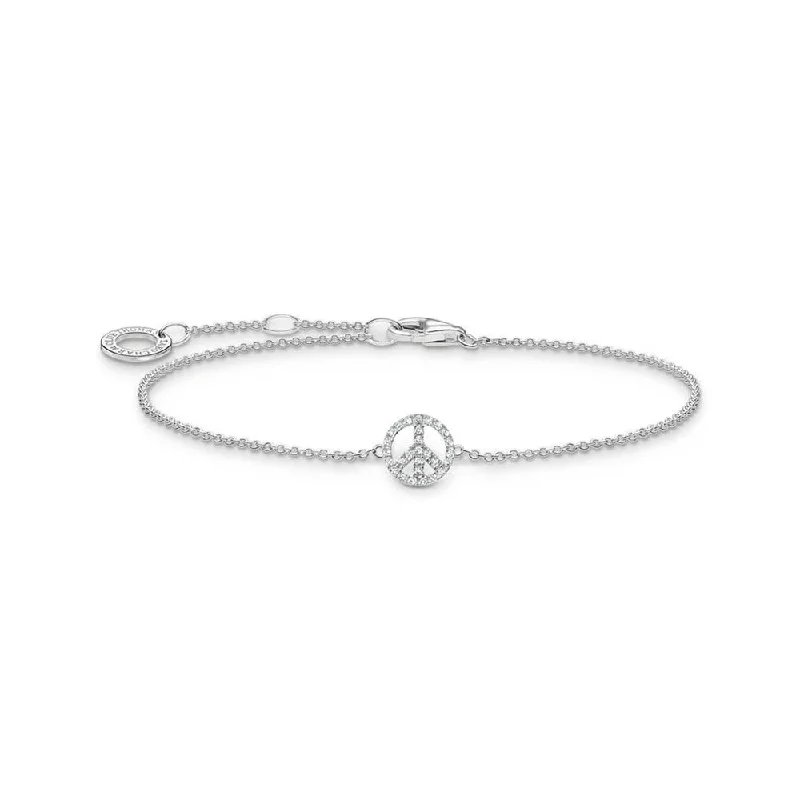 Thomas Sabo Sterling Silver Charm Club Rainbow Peace 16-19cm Bracelet