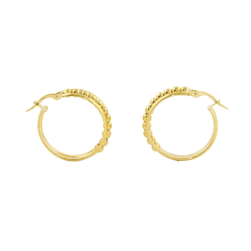 14k Gold x 7mm Beaded Midi Hoops