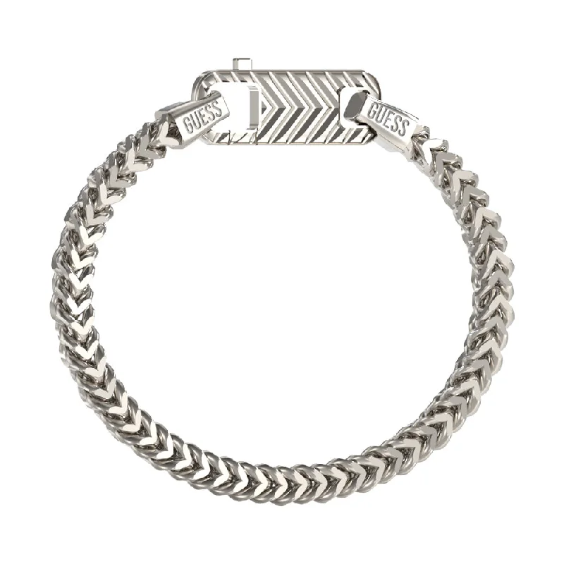 Guess Men's Jewellery Stainless Steel 8mm Textured Hook Chain Bracelet