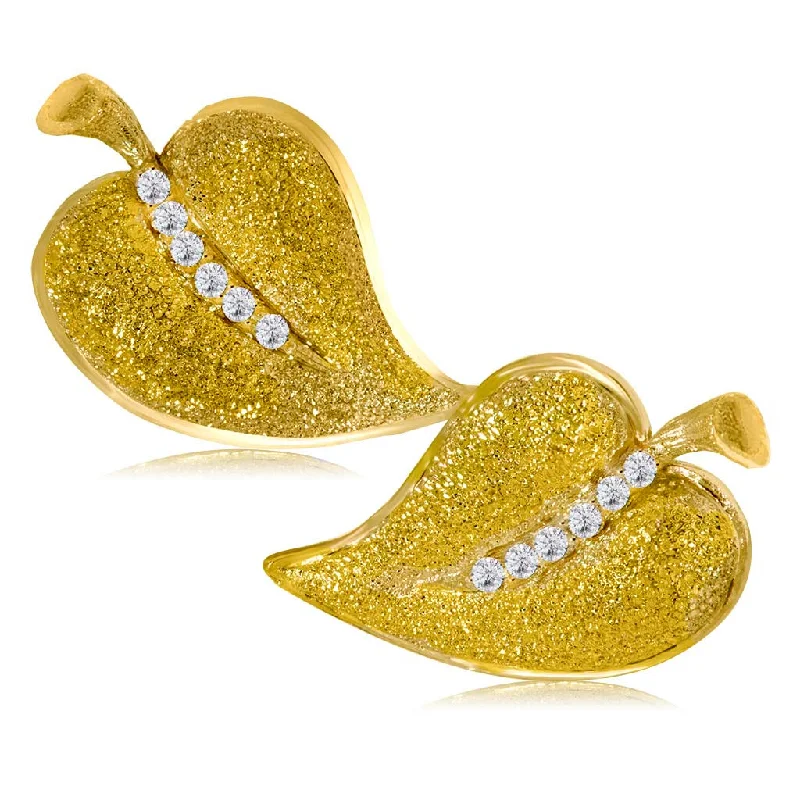 Gold Leaf Earrings with Silvermist Diamonds