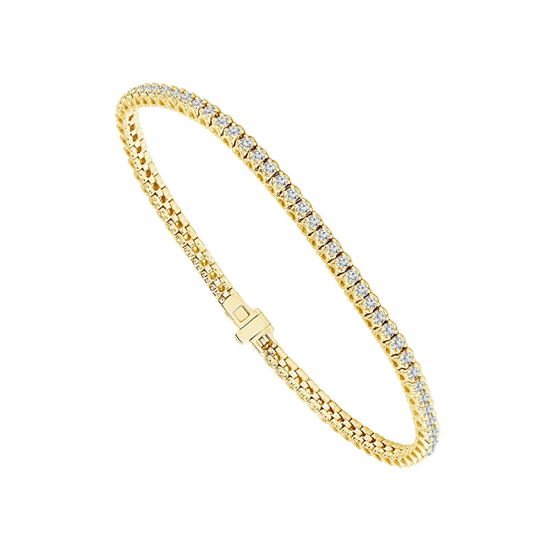 14 Karat Yellow Gold 1.50 Ctw Diamond Tennis Bracelet