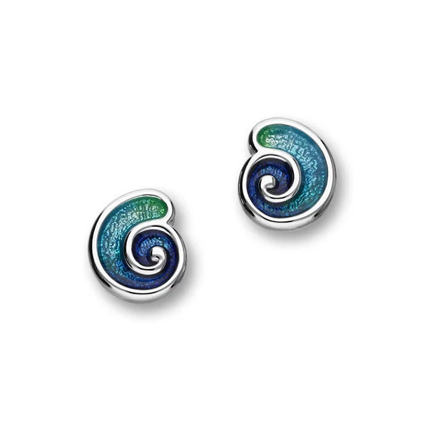 Tranquility Sterling Silver & Enamel Swirl Stud Earrings, EE291