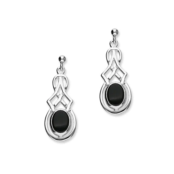 Celtic Silver Earrings SE33 Onyx