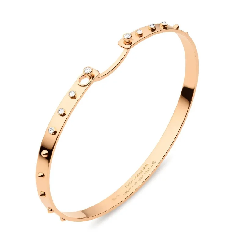 NOUVEL HERITAGE 18K ROSE GOLD 4MM BRUNCH IN NY MOOD STUDDED BANGLE BRACELET 0.15CTW