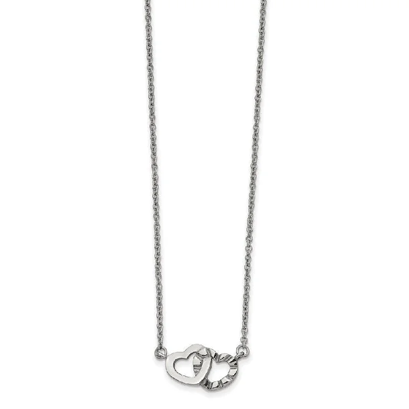 Stainless Steel Interlocking Hearts Necklace