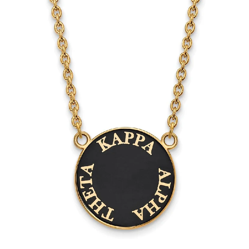 14K Plated Silver Kappa Alpha Theta Large Enamel Disc Necklace