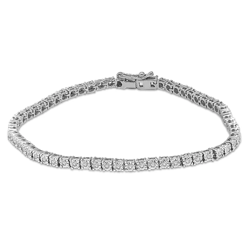 3 Ctw Lab Grown Diamond Illusion Tennis Bracelet in Sterling Silver